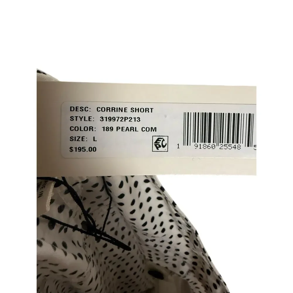 La Vie Rebecca Taylor Corinne White Black Polka Dot High Rise Tie Waist Shorts L